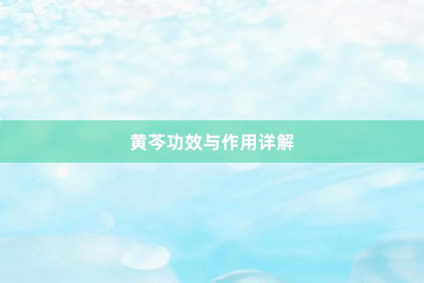 黄芩功效与作用详解